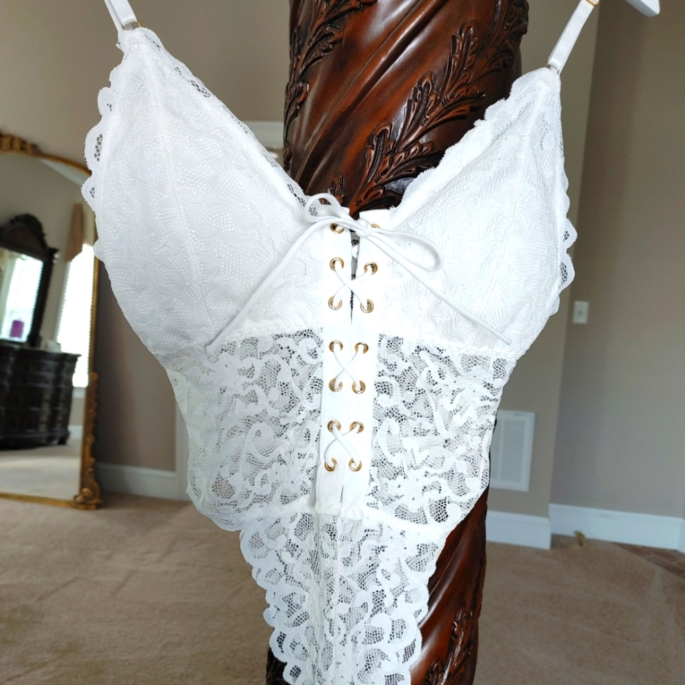 Sheer Lace up bodysuit